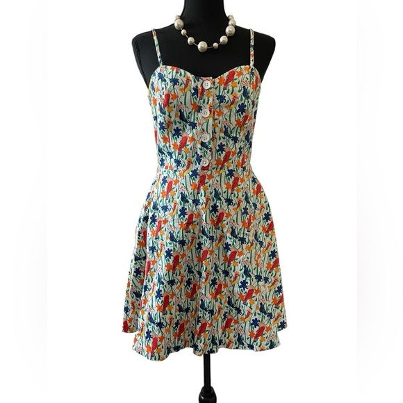 Alice + Olivia Nella Floral Bird Print Midi Sundress Size 0 ASO Jane the Virgin - Picture 10 of 10